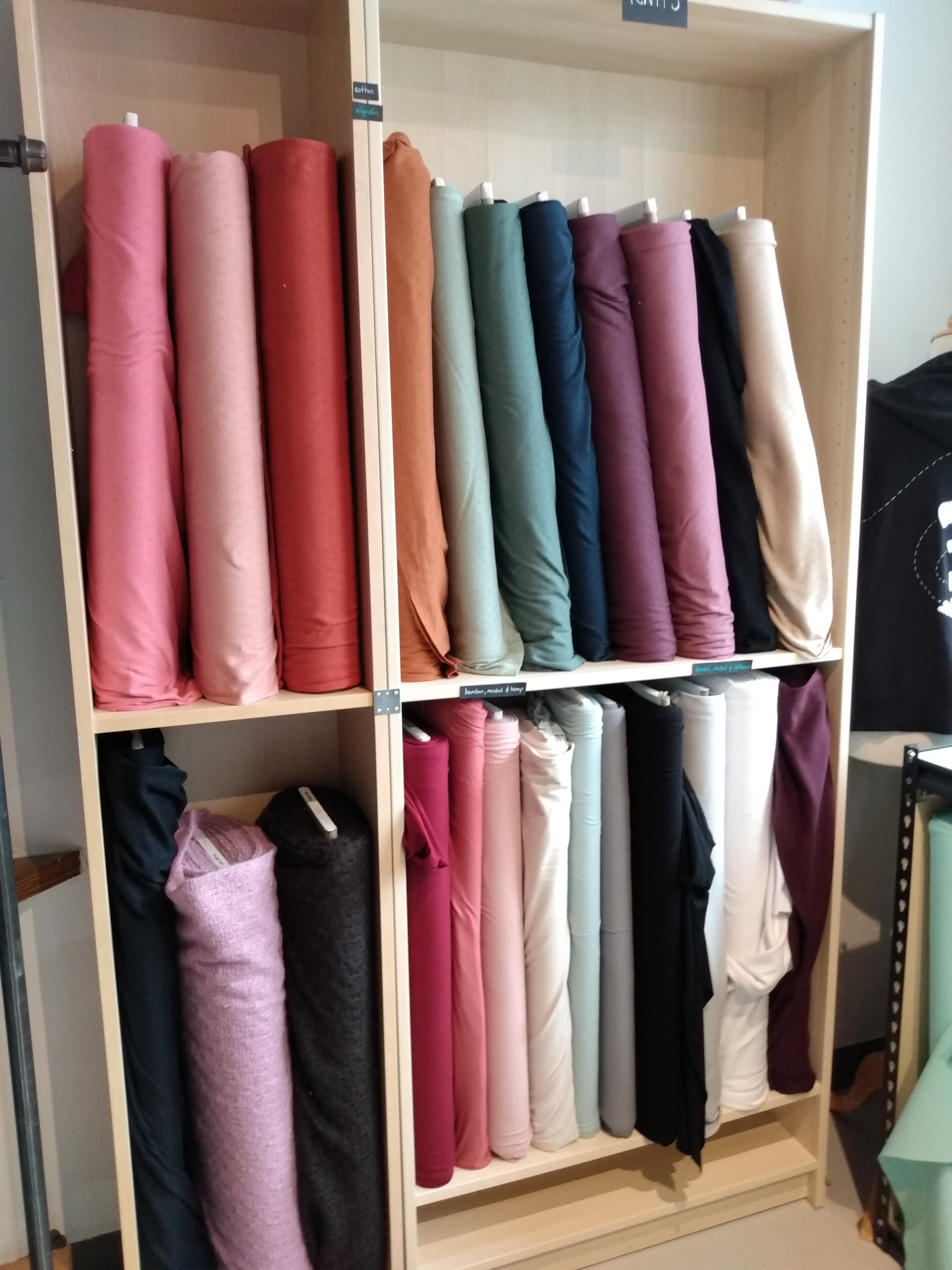 A variety of knits including cotton pointelle, bamboo, hemp and wool/acrylic blends